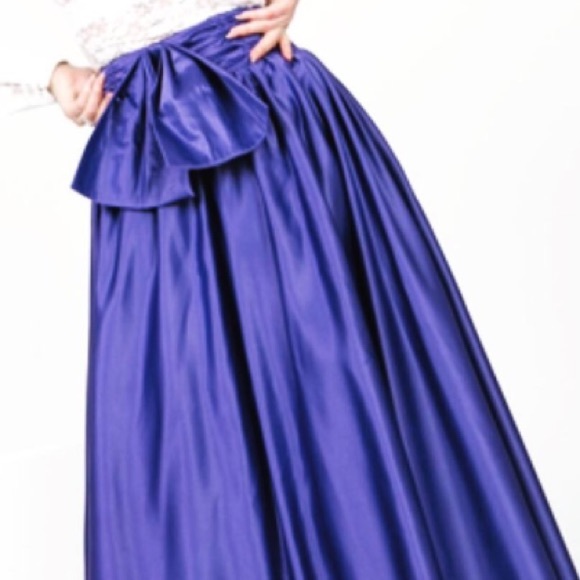 Purple Satin Maxi Skirt with Bow Detail in back - Picture 2 of 2